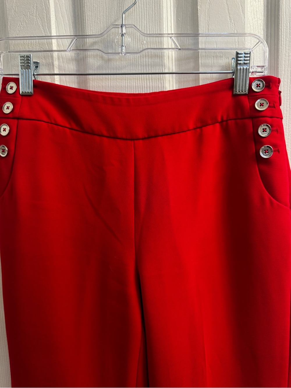 White House Black Market 2R Red Fashion Flare Sailor Button Pants